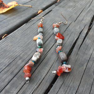 Carnelian Jasper Chrysocolla Earrings